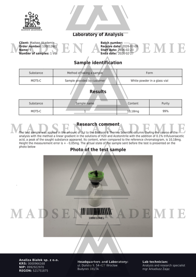 Vista previa del Certificado de Análisis