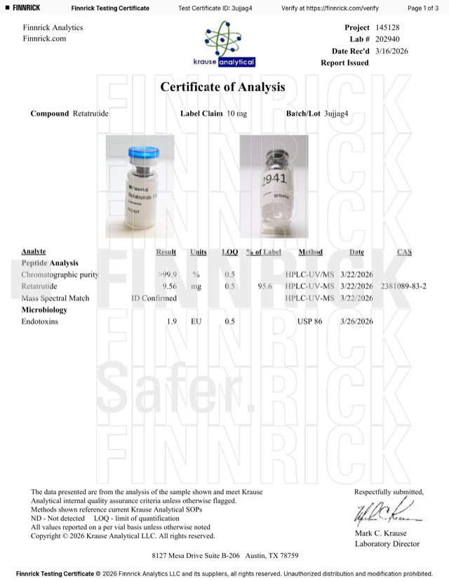Vista previa del Certificado de Análisis