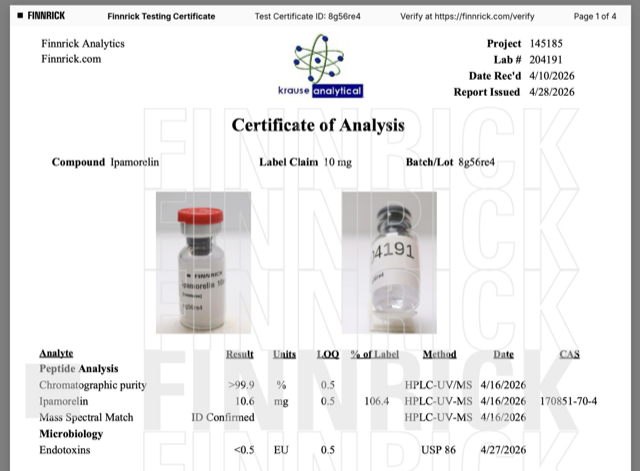 Vista previa del Certificado de Análisis